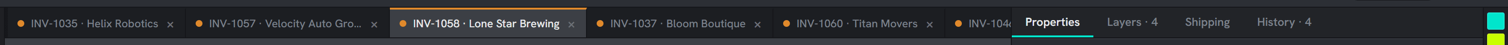 Six document tabs open at once